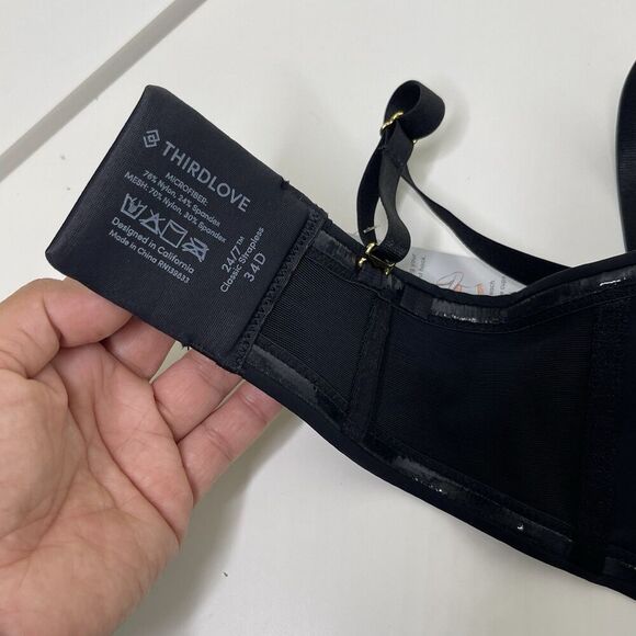 NEW Thirdlove Bra 24/7 Classic Strapless 34D Black Convertible Adjustable Wired - Picture 9 of 11